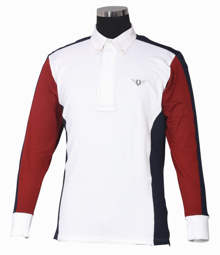 TuffRider Men's Dennison Long Sleeve Show Shirt - White/ec navy/ec red X-LARGE 1 for equestrians Shirts, Ap...