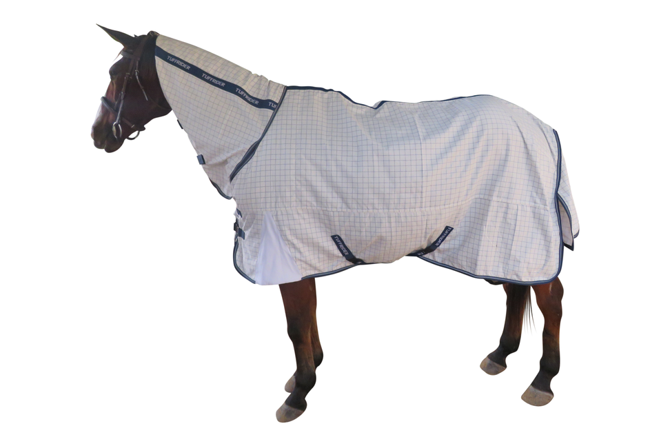 TuffRider Comfy StayCool Combo Sheet - white/blue 87 1 for horses Cooler Sheets, Coolers, Sheets & Slickers, Hor...