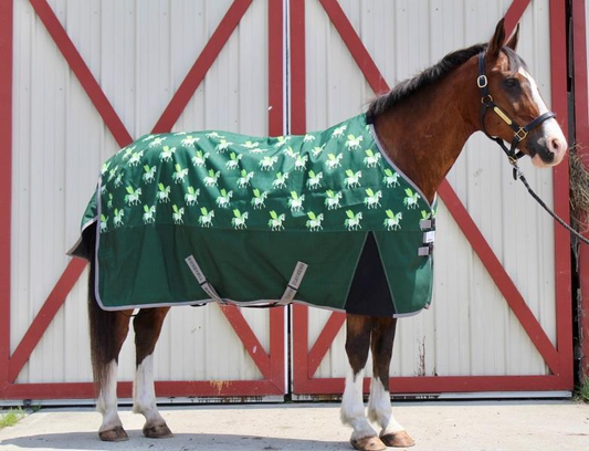 TuffRider 1200D Ripstop 220 GMS Polyfill Pony Horse Print Standard Neck Two Tone Turnout Blanket - Hunter 81 1 for...