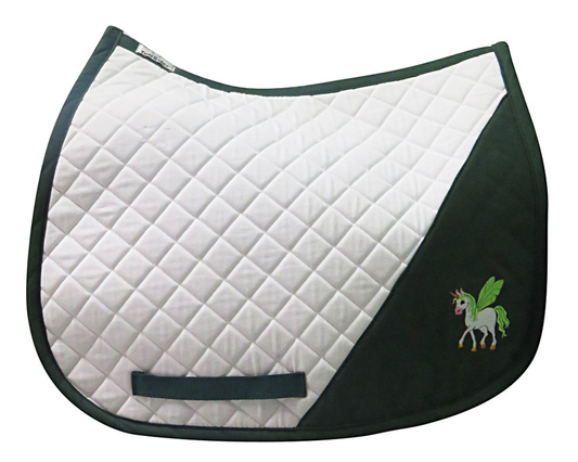 Tuffrider Unicorn Pony Saddle Pad - English Tack, Pony, Pads Wht/hunter STANDARD