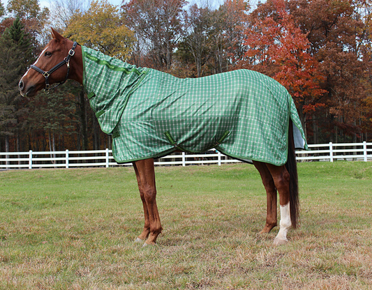 TuffRider Sport Mesh Combo Neck Fly Sheet - Sage/tree top plaid 84 1 for horses Protection, Sheets, Hors...