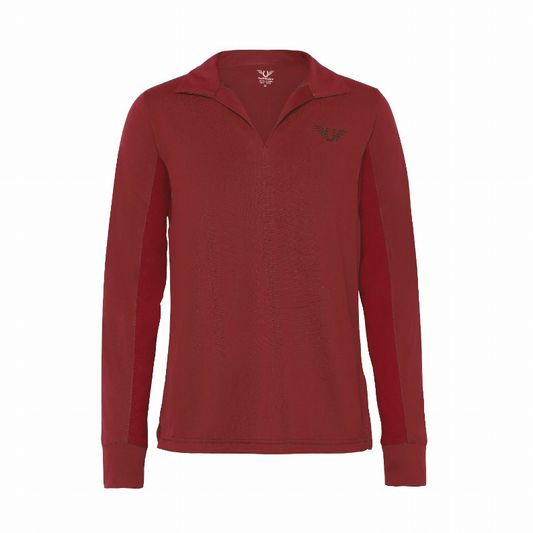 Tuffrider Children'S Taylor Long Sleeve Polo - Wine XS 1 for equestrians Apparel & Gear, Shirts, Shirts