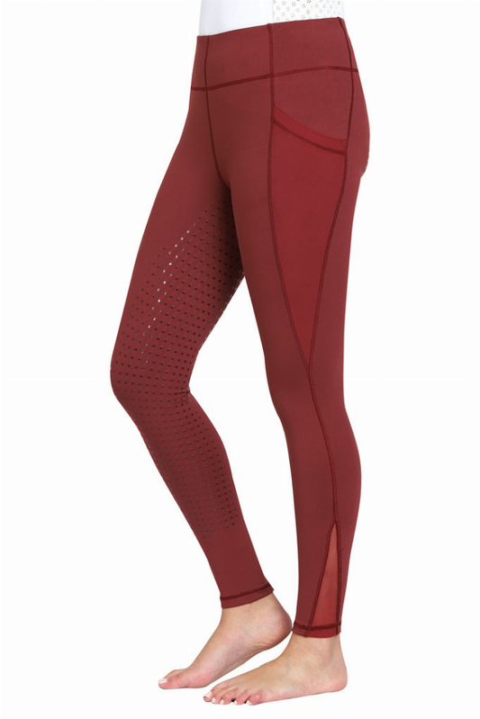 TuffRider Ladies Minerva EquiCool Full Seat Tights - wine L 1 for equestrians Apparel & Gear, Breeches Tights,...