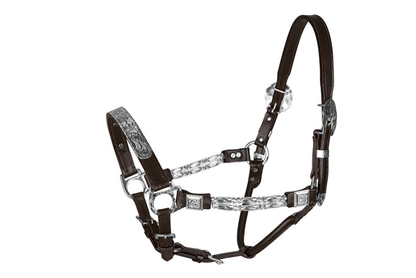 TuffRider Western Deluxe Show Halter With Silver Hardware - Halters, Tack Dark brown HORSE