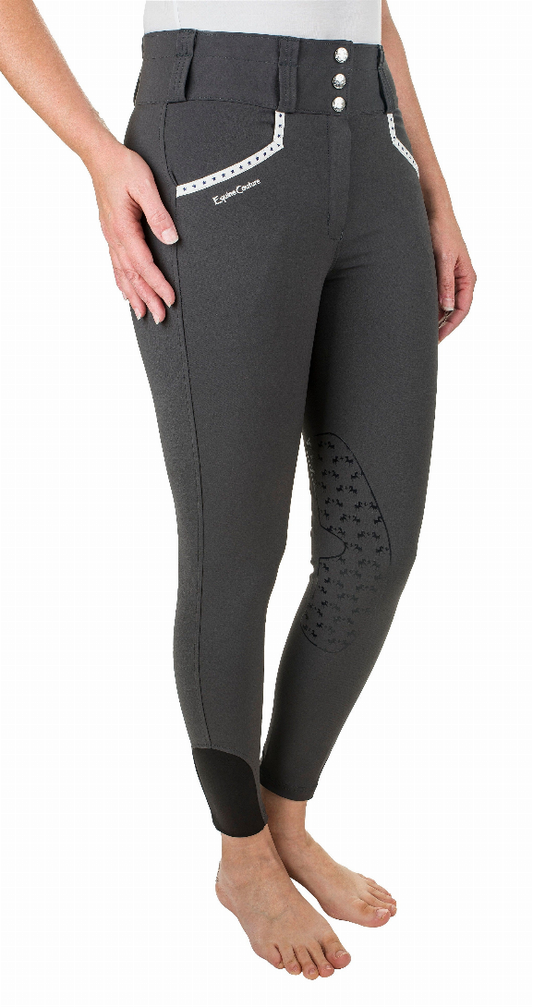 Equine Couture Ladies Nicole Knee Patch Breech - Charcoal 36 1 for equestrians Apparel & Gear, Breeches Tights...