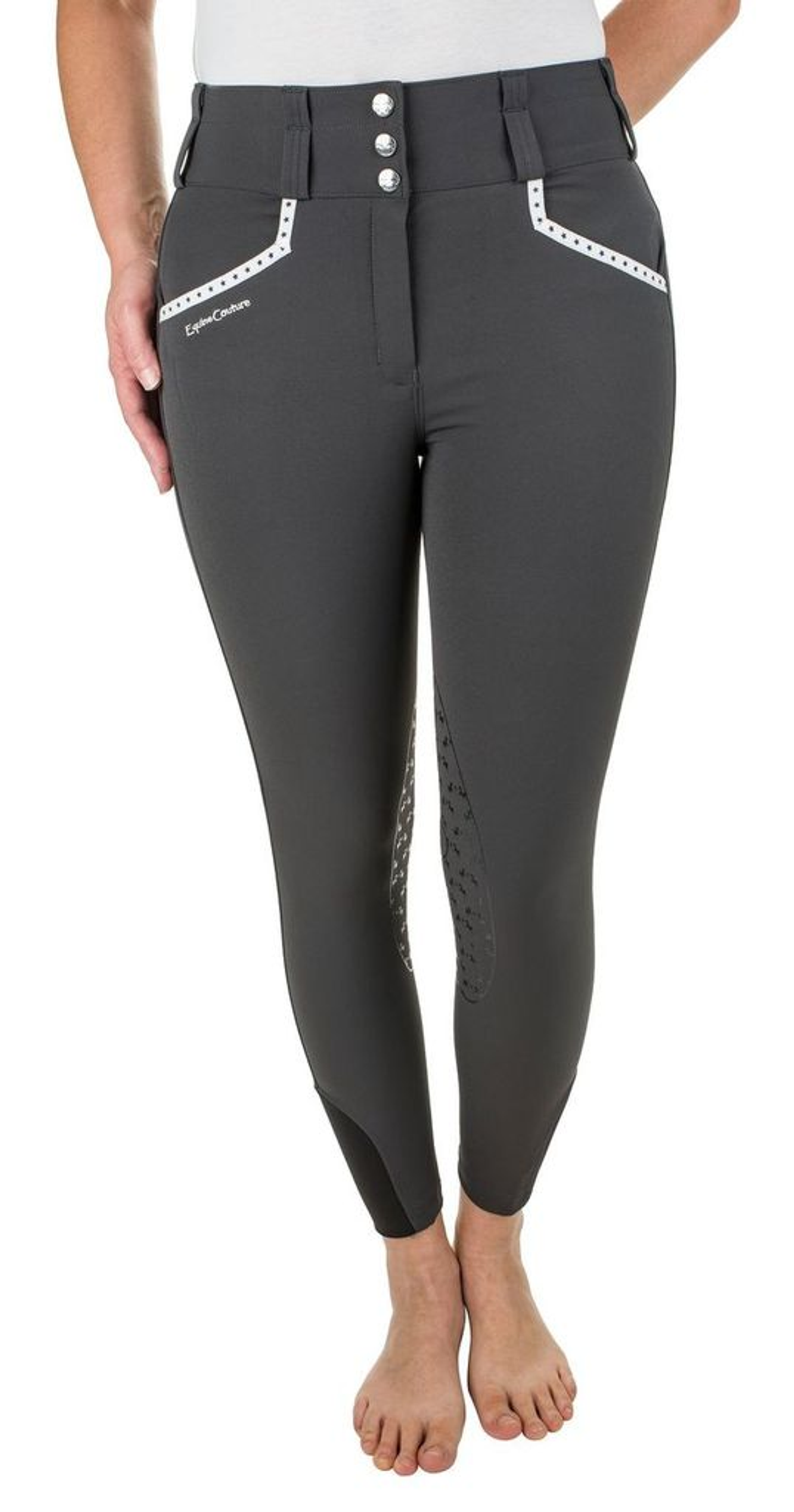 Equine Couture Ladies Nicole Knee Patch Breech - Charcoal 36 1 for equestrians Apparel & Gear, Breeches Tights...