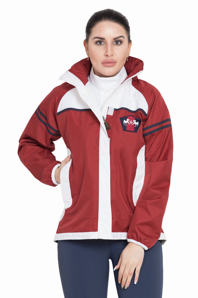 Equine Couture Ladies Regatta Rain Shell - Red/white S 1 for equestrians Apparel & Gear, Jackets Vests, Outerwear