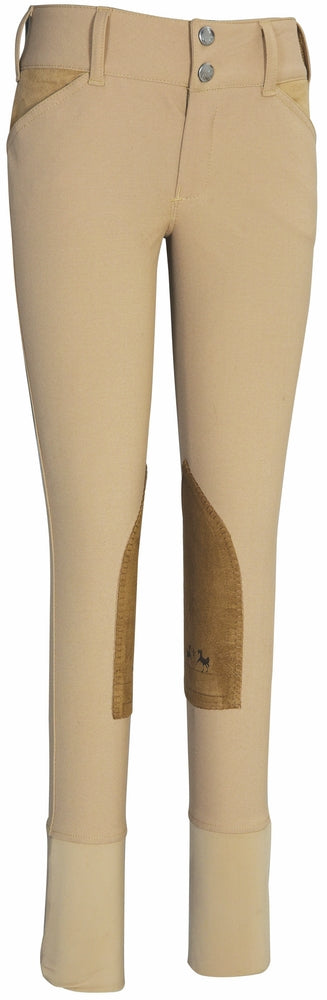 Equine Couture Children's Coolmax Champion Knee Patch Breeches - Safari/taupe 16 1 for equestrians Br...