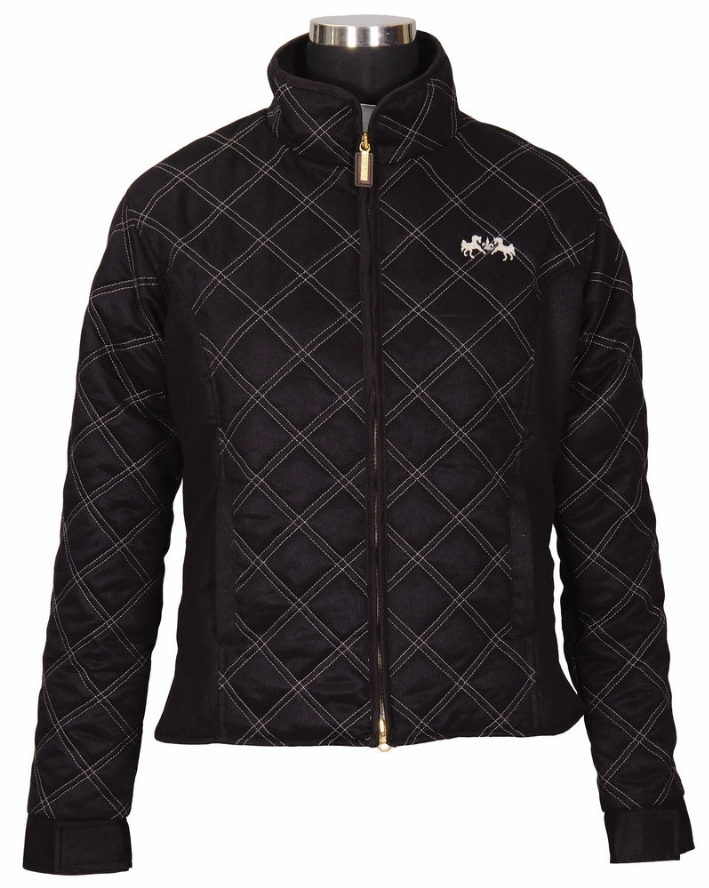 Equine Couture Ladies Natasha Jacket - Black/light tan stitching X-SMALL 1 for equestrians Apparel & Gear, Jacke...