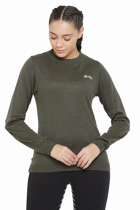 Equine Couture Ladies Icelandic Sweater - Olive XL 1 for equestrians Apparel & Gear, Sweaters, Outerwear