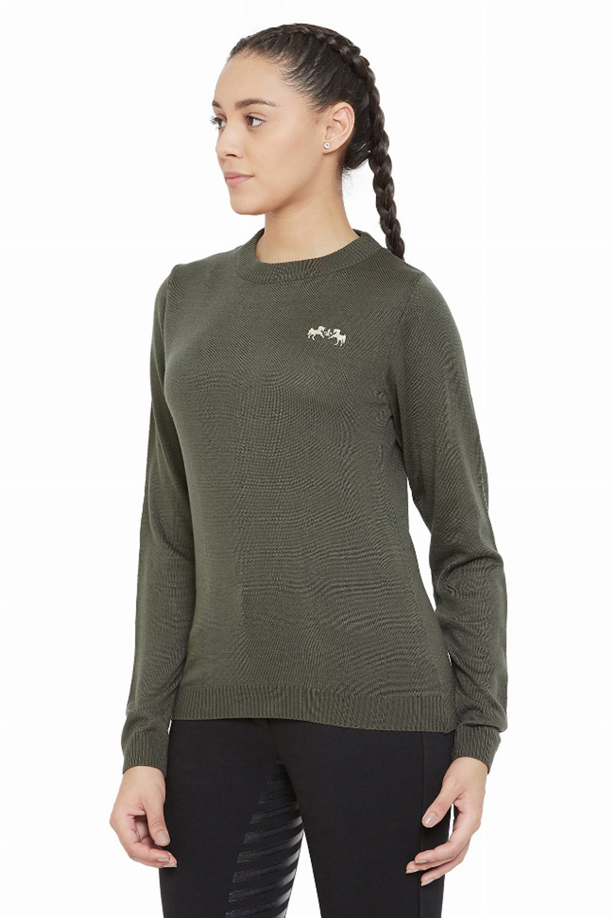 Equine Couture Ladies Icelandic Sweater - Olive XL 1 for equestrians Apparel & Gear, Sweaters, Outerwear