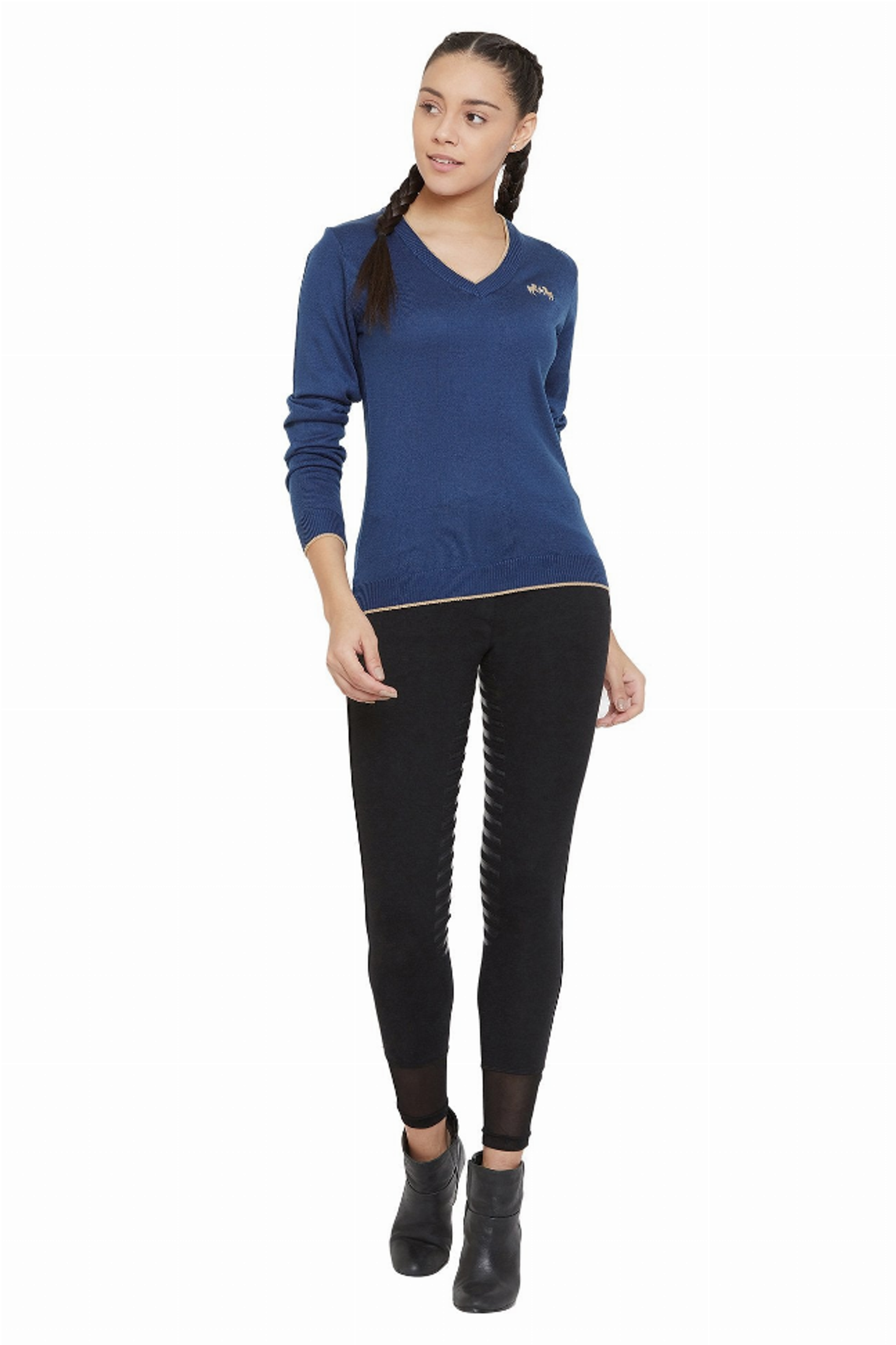 Equine Couture Morgan V-Neck Sweater - Dutch blue XL 1 for equestrians Apparel & Gear, Sweaters, Outerwear