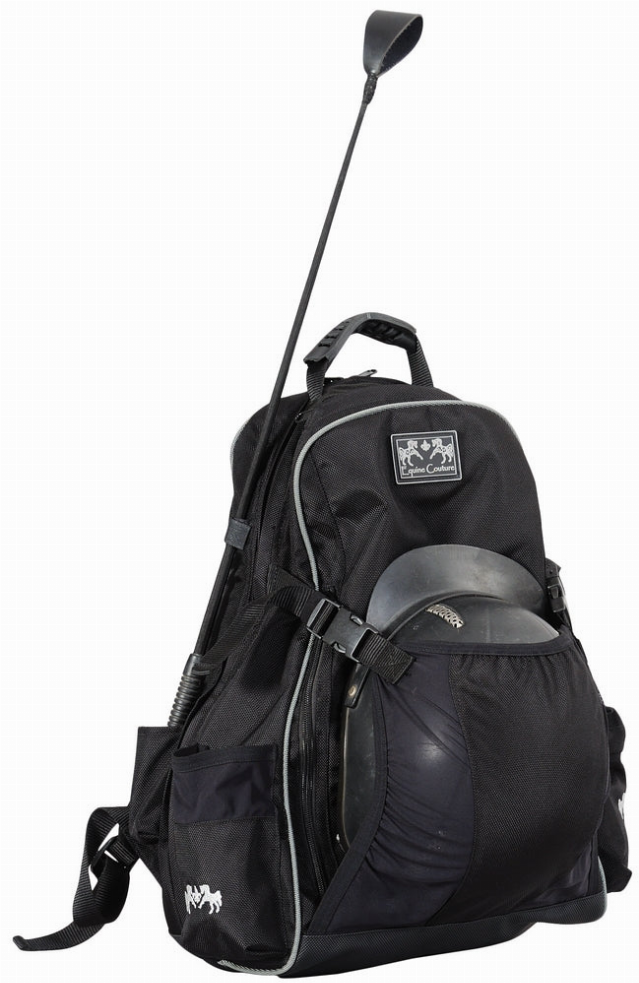 Equine Couture Pro Backpack - Apparel & Gear, Backpacks, Bags Black w/silver piping