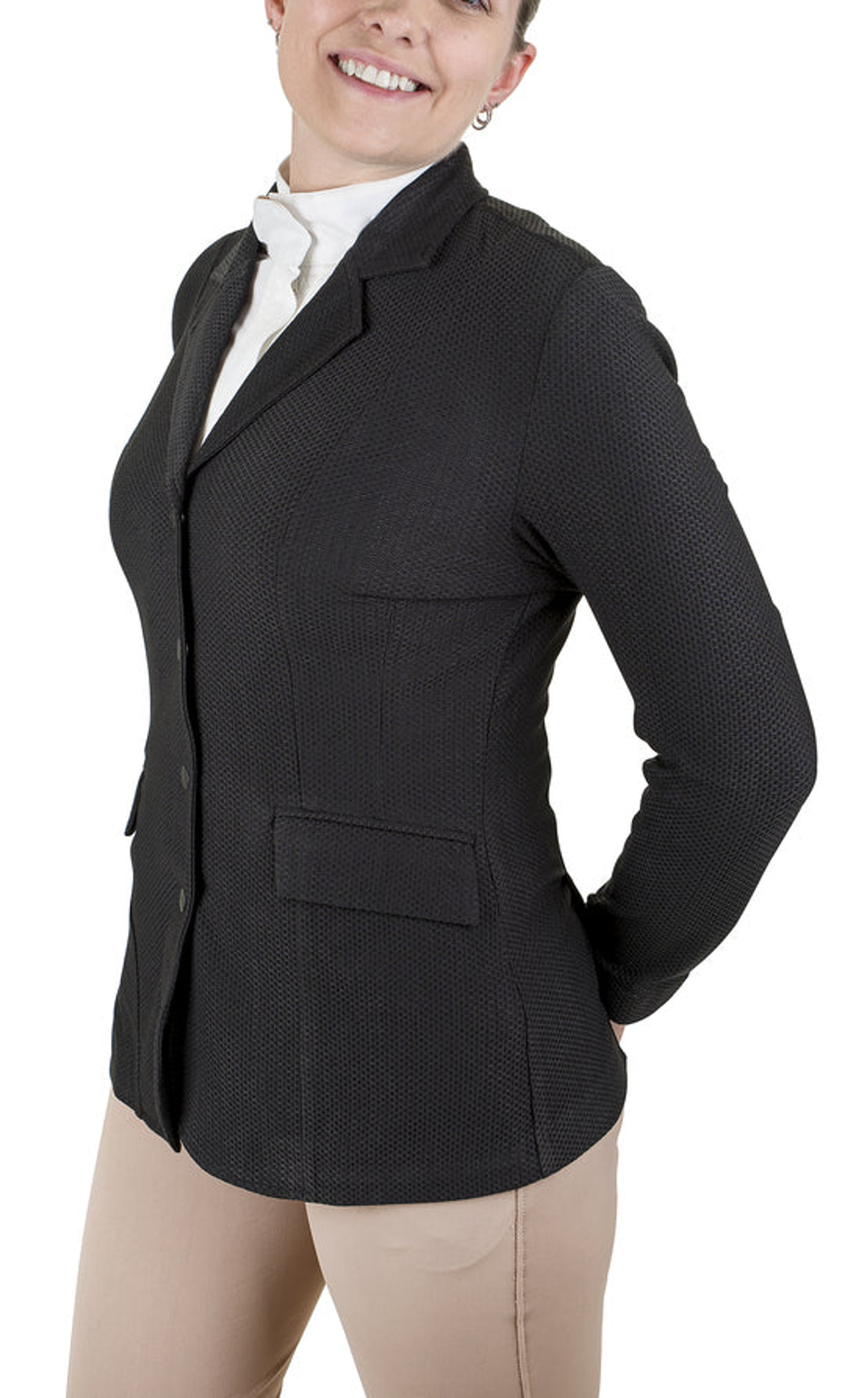 Equine Couture Women EquiVent 4-Snap Button Show Coat - Black XS 1 for equestrians Womens's Coats, Coa...