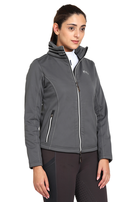 EQUINE COUTURE LADIES BECCA SOFT SHELL JACKET WITH FLEECE - charcoal L 1 for equestrians Apparel & Gear, Jackets...