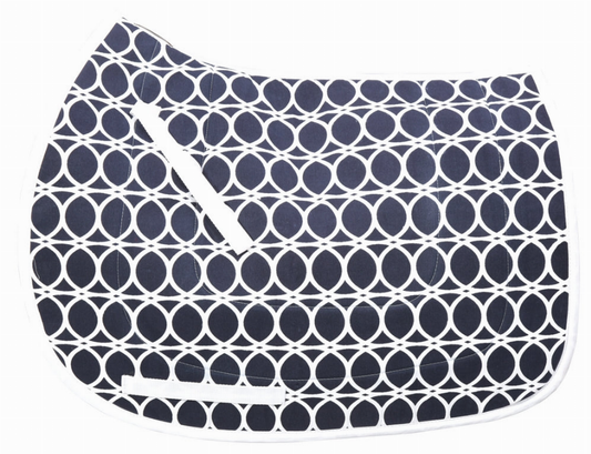 Equine Couture Cleo Cool-Rider Bamboo All Purpose Saddle Pad - White/ec navy 1 for horses English Tack, Pads