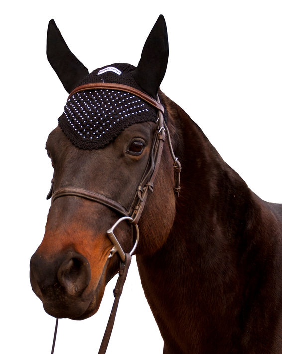 Equine Couture Fly Bonnet - Bonnets, Protection, Horse Clothing black COB