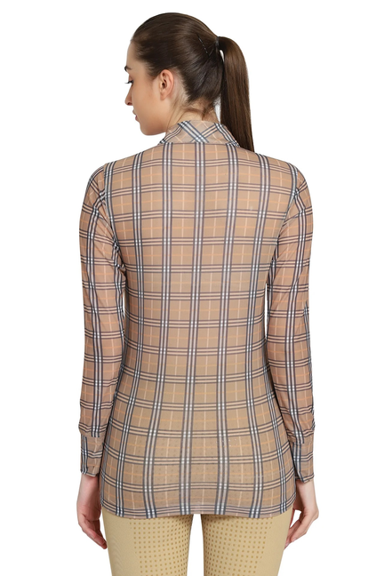 Equine Couture Ladies Melanie Sport Shirt - safari plaid XL 1 for equestrians Apparel & Gear, Long Sleeve Shirts...