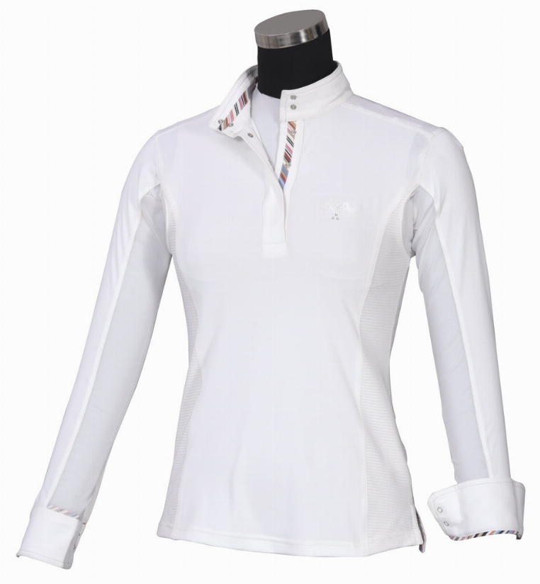 Equine Couture Ladies Cara Long Sleeve Show Shirt - White X-SMALL 1 for equestrians Shirts, Apparel & Gear,...