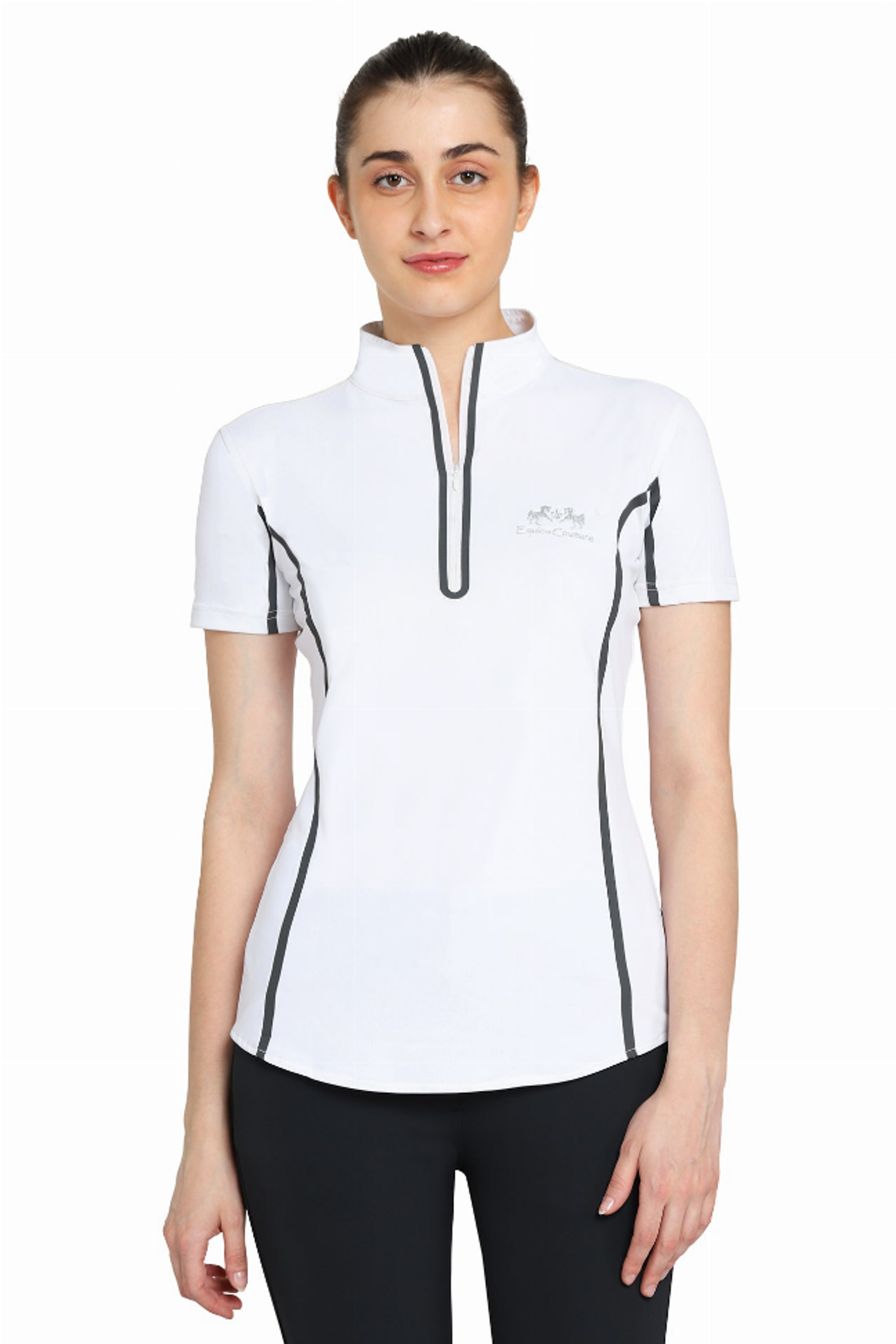 EQUINE COUTURE LADIES IBIZA SPORT SHIRT - White/black L 1 for equestrians Apparel & Gear, Short Sleeve Shirts, Shirts