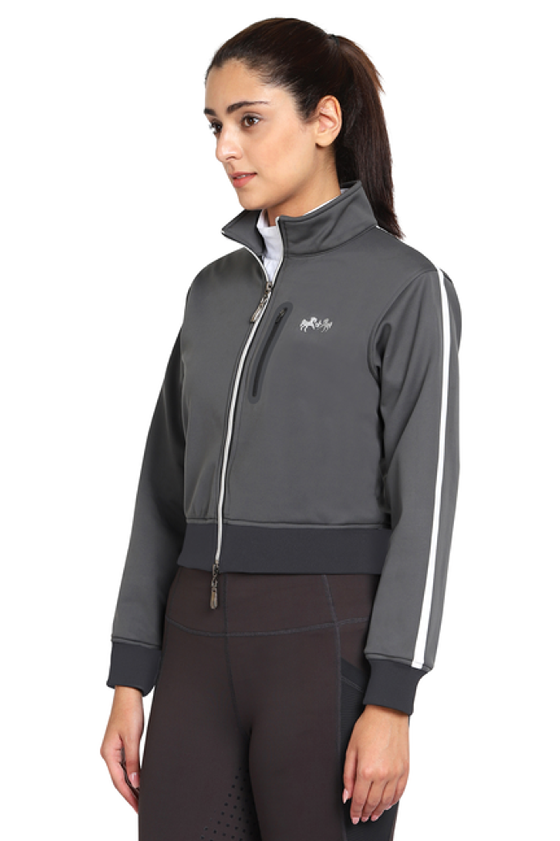 EQUINE COUTURE LADIES PIPPA CROPPED JACKET - charcoal L 1 for equestrians Apparel & Gear, Jackets Vests, Outerwear