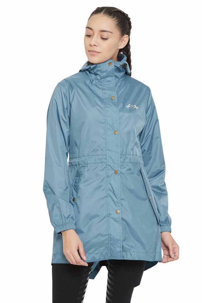 Equine Couture Element Rain Jacket - Stone blue XL 1 for equestrians Apparel & Gear, Jackets Vests, Outerwear