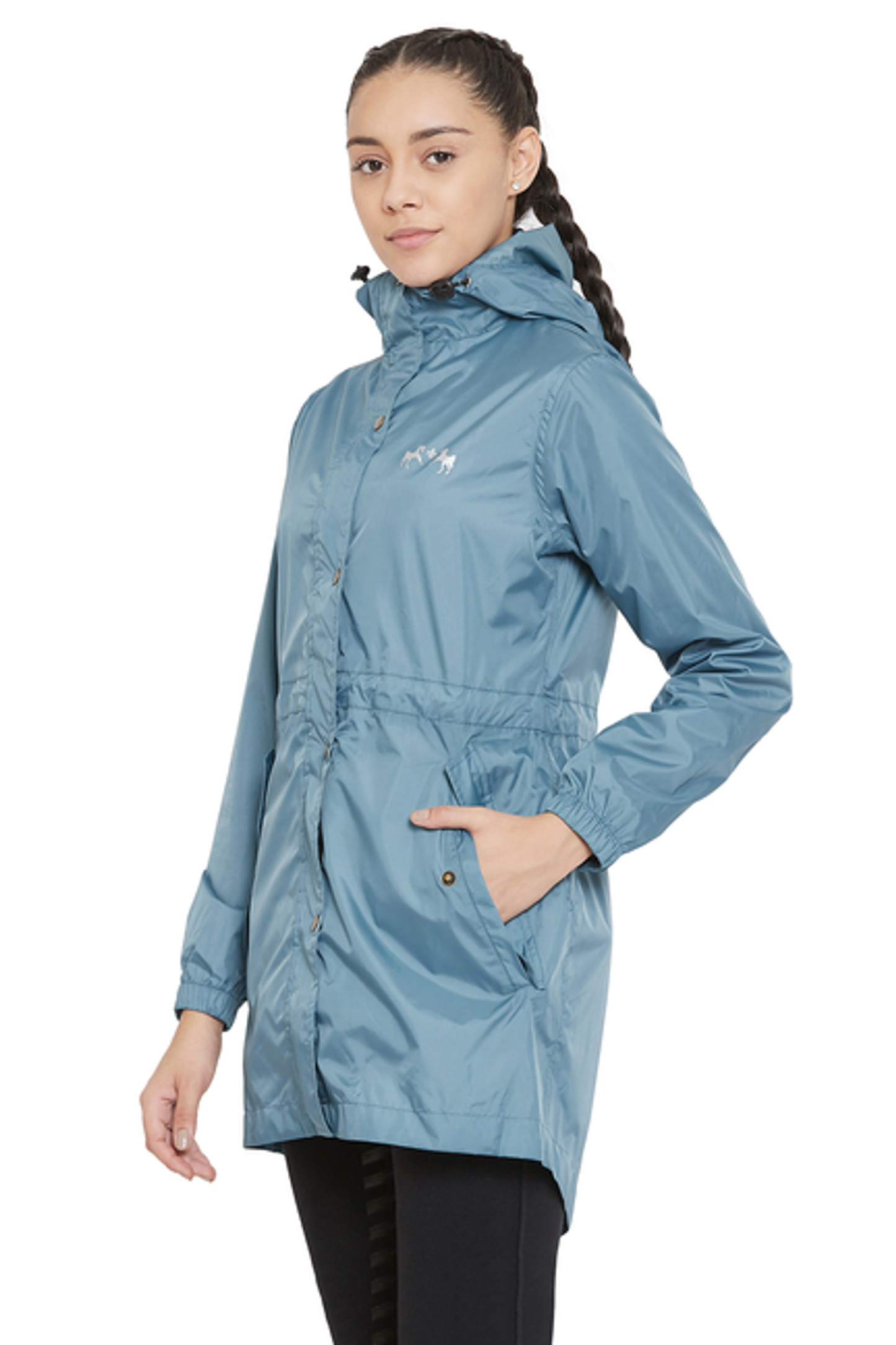 Equine Couture Element Rain Jacket - stone blue L 1 for equestrians Apparel & Gear, Jackets Vests, Outerwear