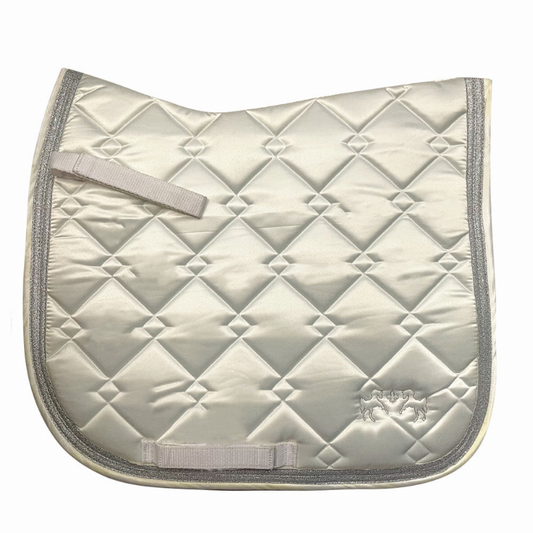 Equine Couture Satin Pony Dressage Saddle Pad - White w/ sparkle 1 for horses Western Tack, Pads, Sad...