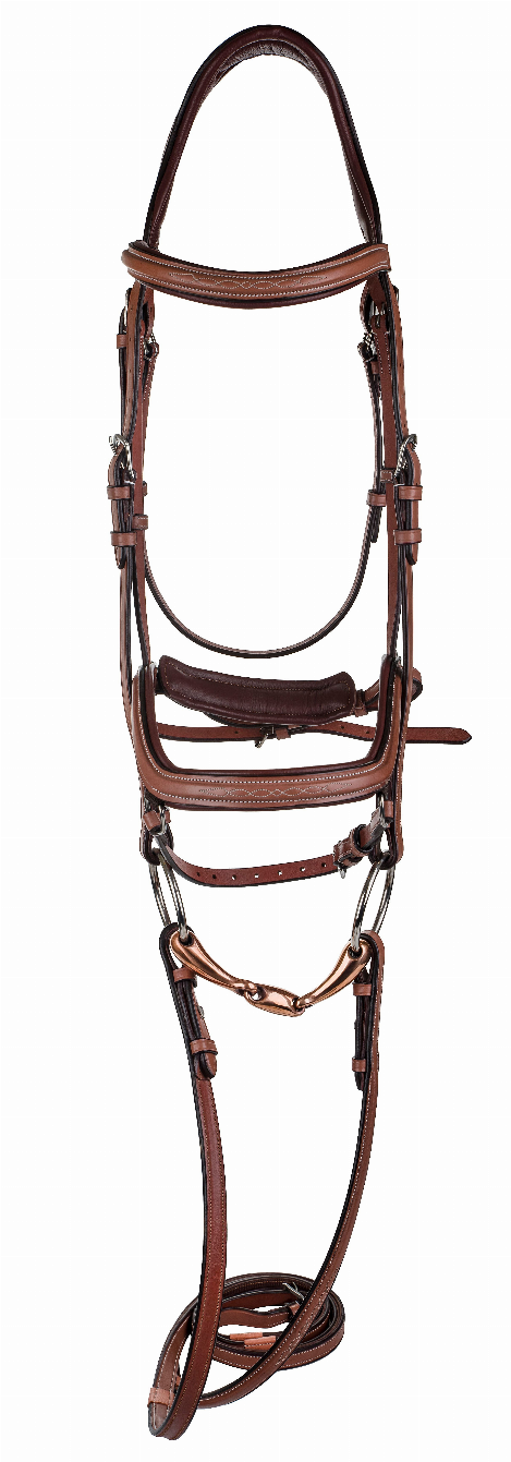 Laureate by Henri de Rivel Anatomical Bridle with Rubber Reins - Oakbark OVERSIZE 1 for horses English Tack, Eng...