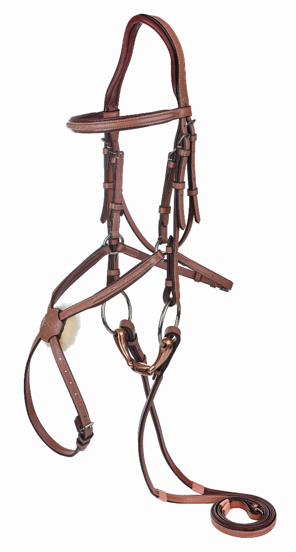 Laureate by Henri de Rivel Figure 8 Bridle with Rubber Reins - Oakbark OVERSIZE 1 for horses English Tack, Engli...