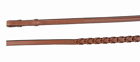 Laureate by Henri de Rivel Fancy Stitched Raised Laced Reins - Oakbark 54 1 for horses Bridles & Reins, English Tack