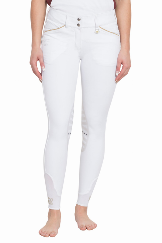 George H Morris Ladies Add Back Silicone Knee Patch Breeches - White 24 1 for equestrians Apparel & Gear, Breech...