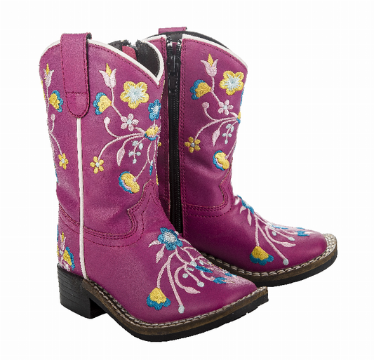 TuffRider Youth Floral Cowgirl Western Boot - Pink 4 1 for equestrians Boots, Children's ...