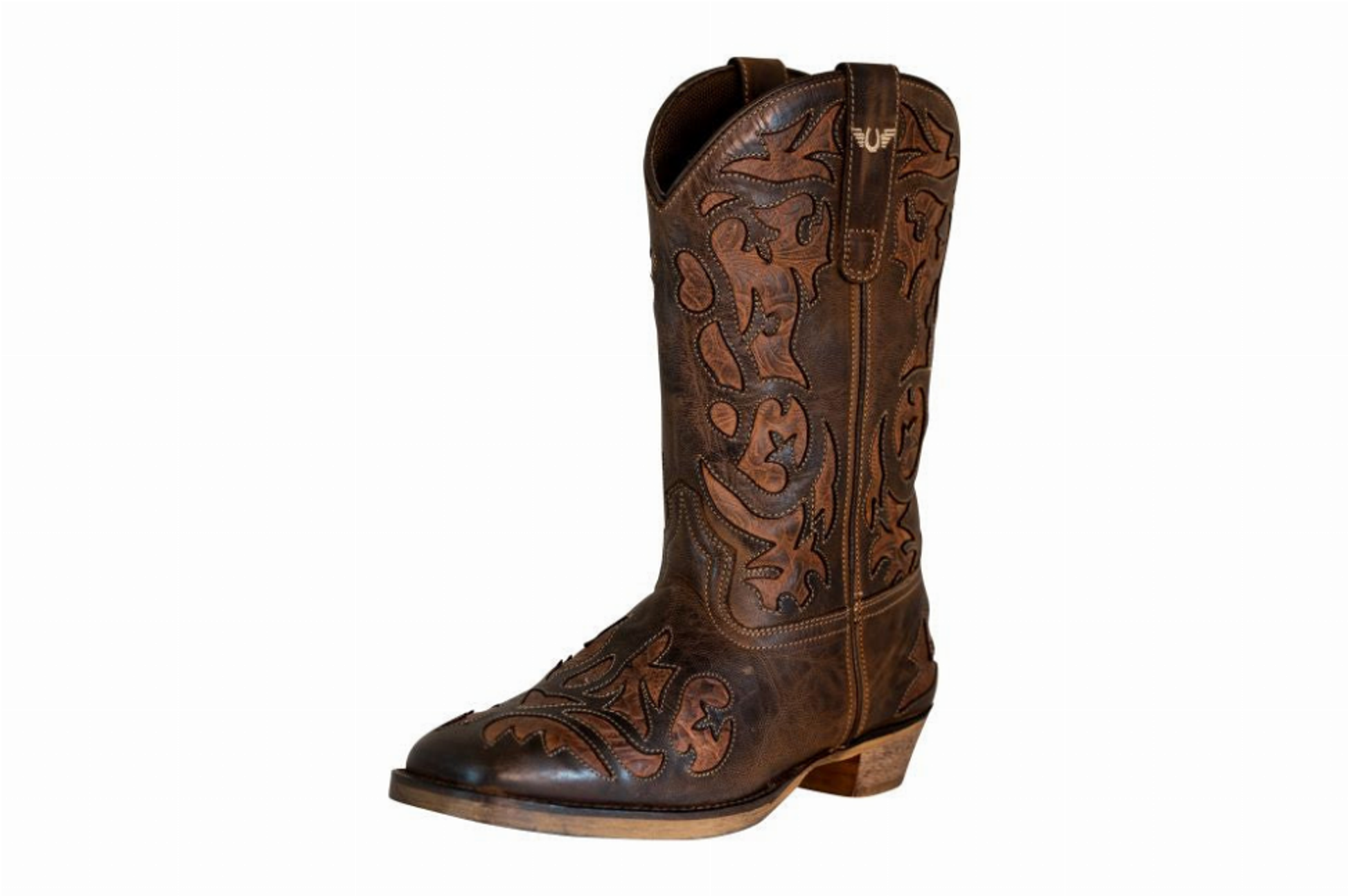 TuffRider Women Jackson Embroidered Leather Square Toe Western Boots - Brown 11 1 for equestrians Women's Wester...