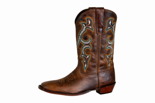 TuffRider Women Jenny Embroidered Leather Square Toe Western Boots - Brown 11 1 for equestrians Women's ...