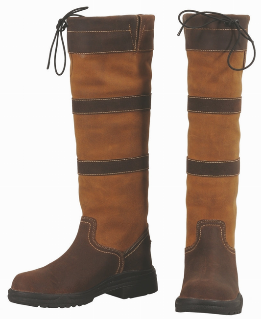 TuffRider Ladies Lexington Tall Country Boots - Chocolate/fawn 9 1 for equestrians Women's Riding Boots, Footwea...