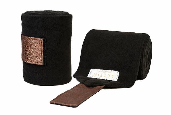 Lettia Polo Wrap with Rosegold - English Tack, Horse Boots & Wraps, Leg Wraps Black w/rosegold STANDARD