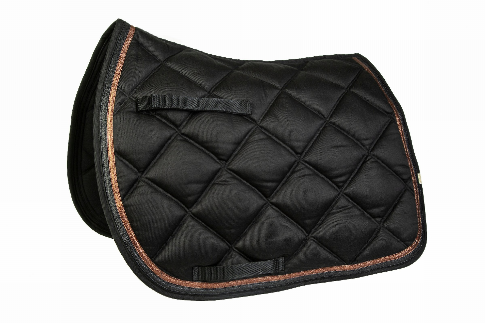 Lettia Rosegold AP Pad Black - Saddle Pads, Pads & Blankets, Western Tack w/rosegold STANDARD