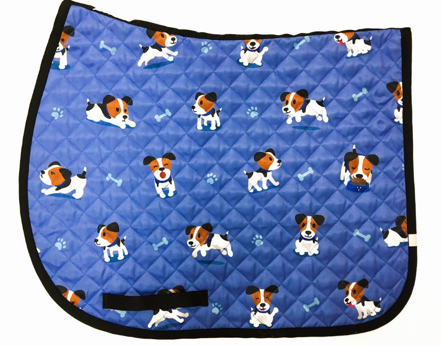 Lettia Puppy Baby Pad - English Tack, Pony, Saddle Pads Blue w/puppies STANDARD