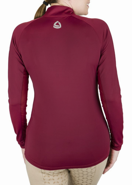 Lettia Women Quarter-Zip Neck UPF 50+ Sun Shirt - Wine XS 1 for equestrians Apparel & Gear, Long Sleeve Shirts, ...