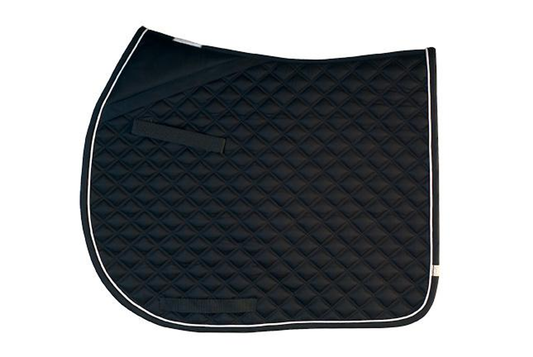 Lettia CoolMax ProSeries All Purpose Pad - Black w/ white piping & trim 1 for horses English Tack, Saddle Pads