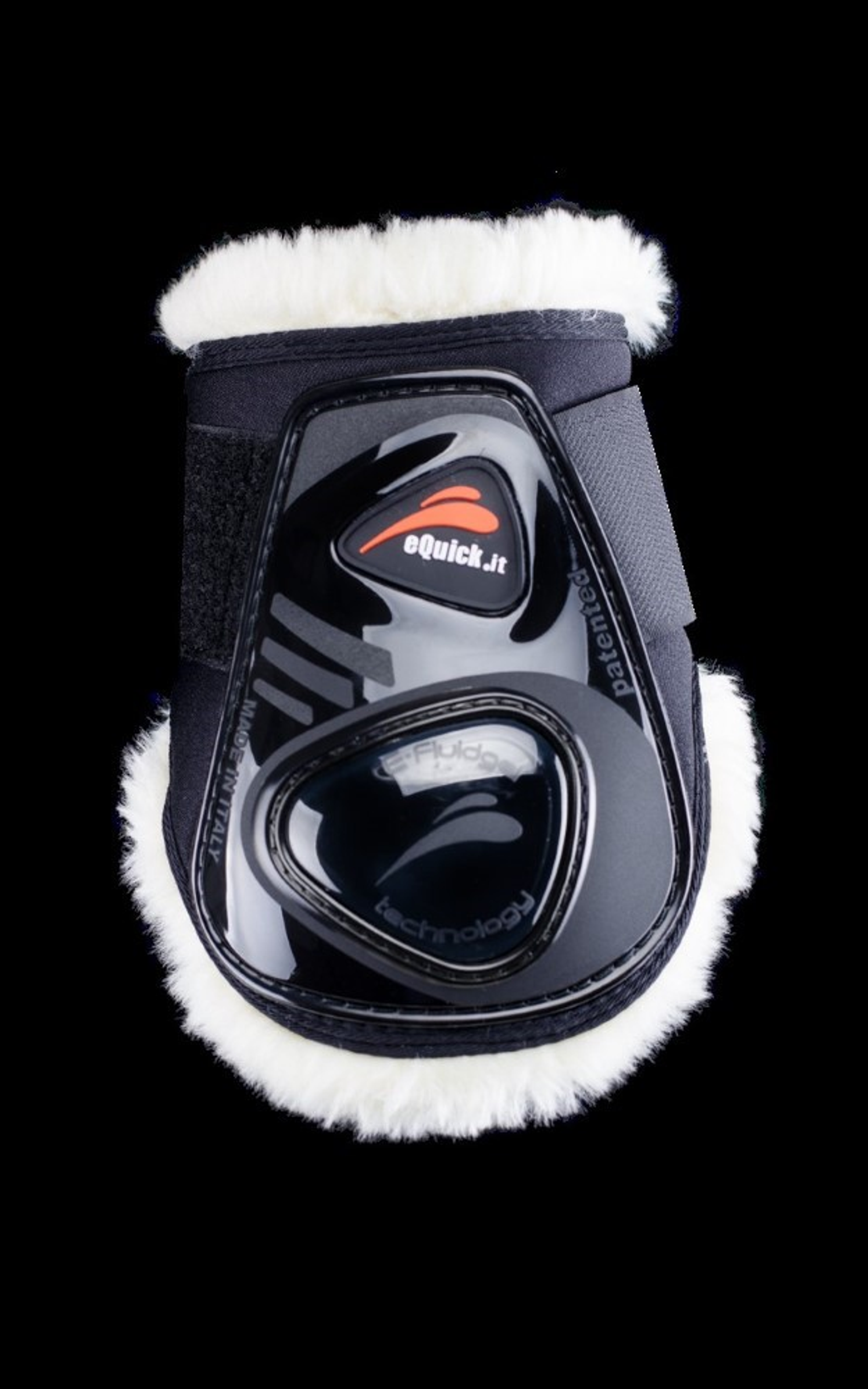 eShock Legend Rear Velcro Fluffy Boot - English Tack, Horse Boots, Boots & Wraps black