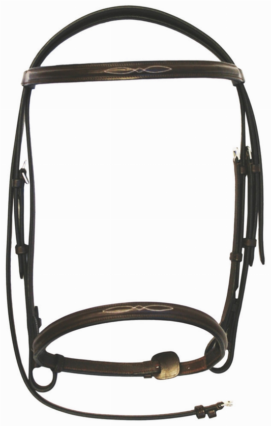 Henri de Rivel Advantage Fancy Raised Snaffle Bridle With Laced Reins - Havana HORSE 1 for horses English Tack, ...