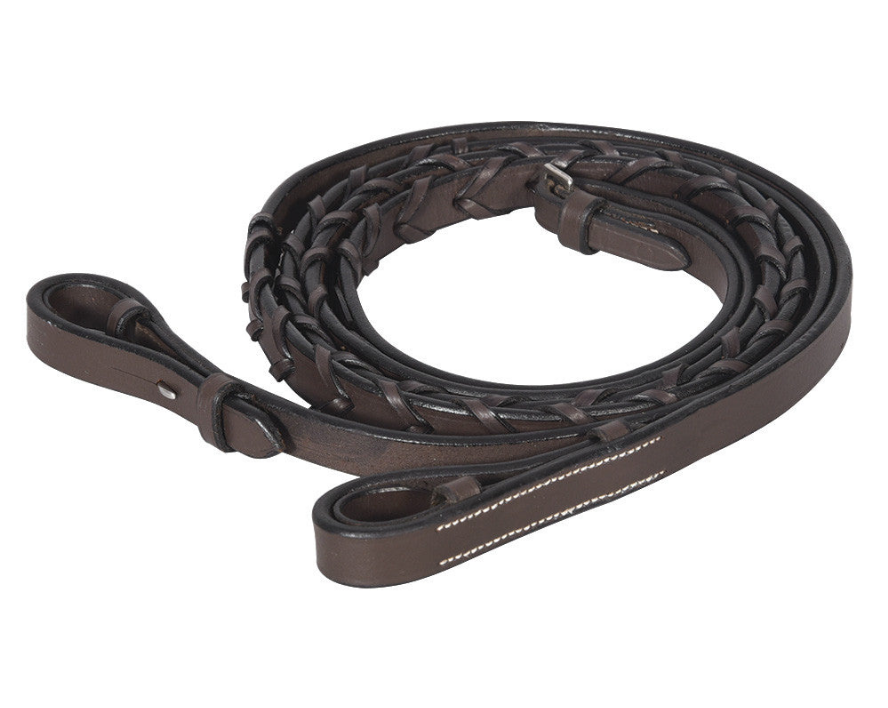 Henri de Rivel Advantage Flat Laced Reins - Havana HORSE 1 for horses English Tack, Bridles &