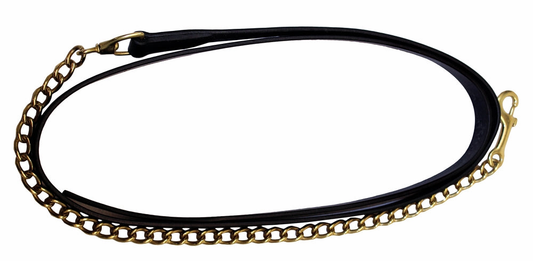 Henri de Rivel Pro Collection Leather Lead with Solid Brass Chain - Havana 6FT 1 for horses Horse Leads, Halters...