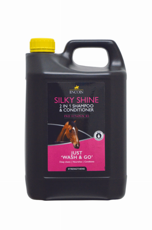 Lincoln Silky Shine 2 in 1 Shampoo and Conditioner - Standard 500ML for horses & Condition, Horse Care, ...