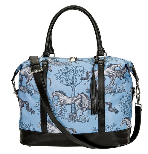 AWST INTL LILA BLUE TOILE PATTERN TRAVEL BAG withTASSEL - Apparel & Gear Totes, Bags, Bags