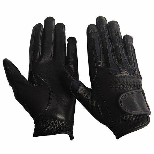 TuffRider Children's Stretch Leather Riding Gloves - black XL 1 for equestrians Apparel & Gear