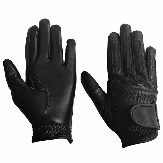 TuffRider Children's Stretch Leather Riding Gloves - black XL 1 for equestrians Apparel & Gear