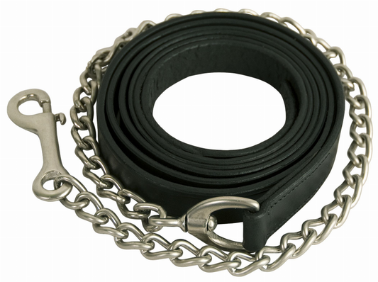 Gatsby Leather Lead With 30" Chain - Black 7-1/2' 1 for horses Horse Leads, Halters & English Tack